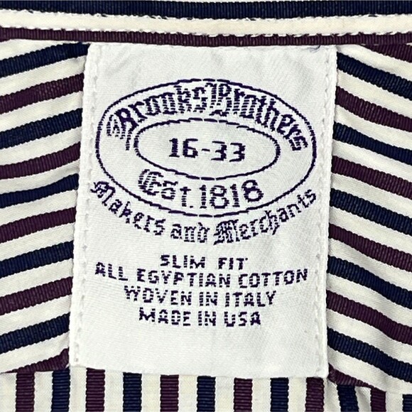 Brooks Brothers Dress Shirt Egyptian Ctn Sz 16-33 Slim Blue Stripe Button-Down - Picture 2 of 13